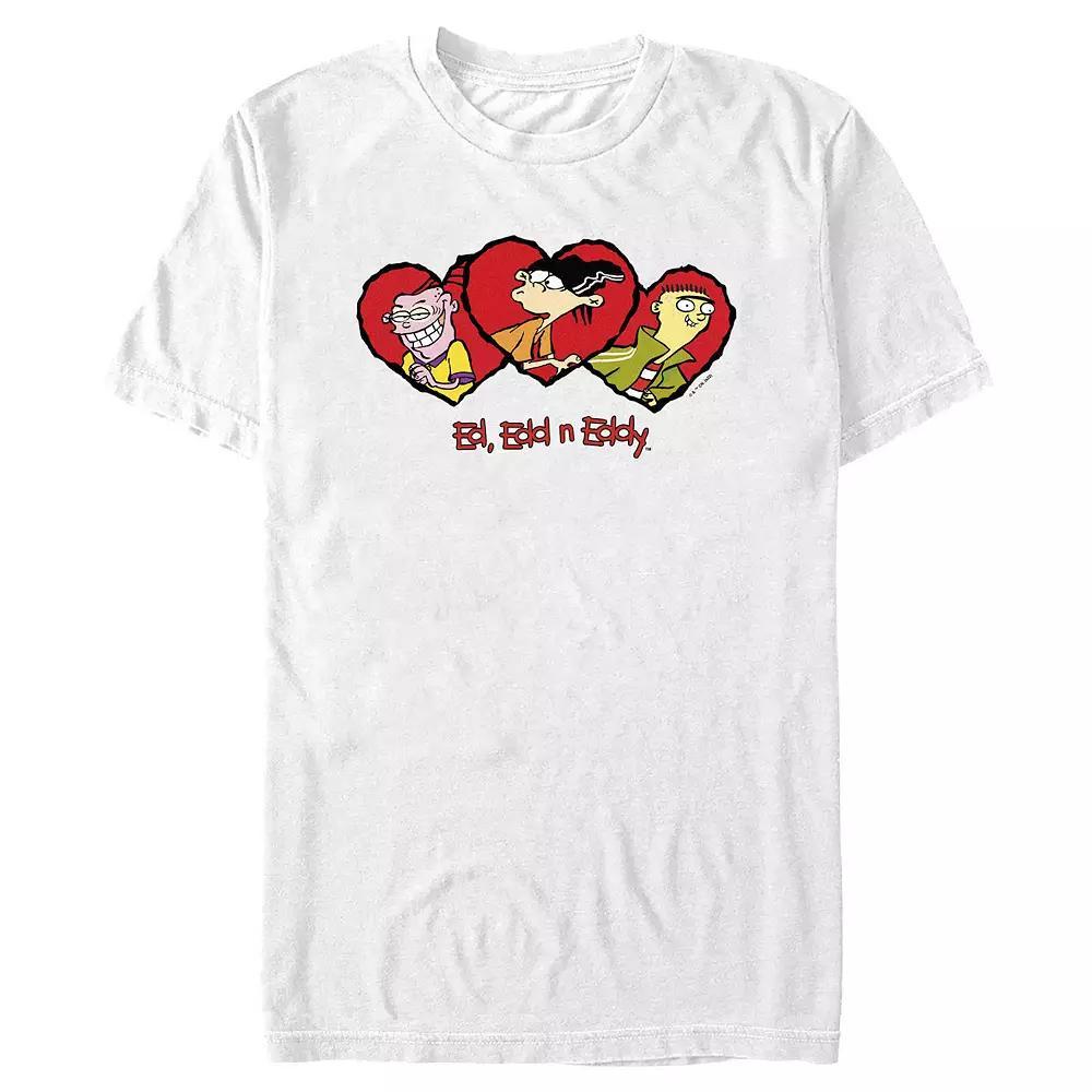 Men's Ed, Edd, & Eddy Heart Portraits Graphic Tee, Size: Medium, White Product Image
