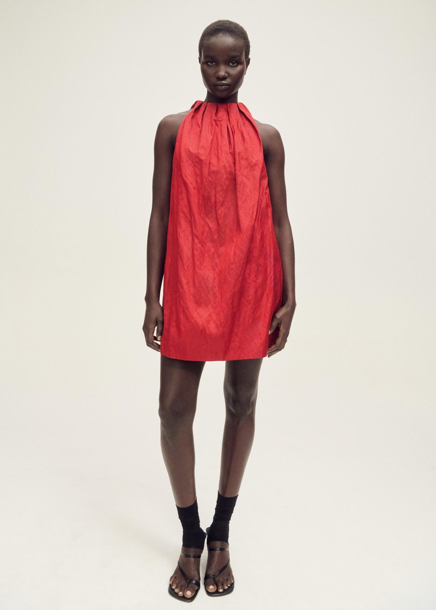 Halter dress with bow detail - Women | MANGO USA Product Image