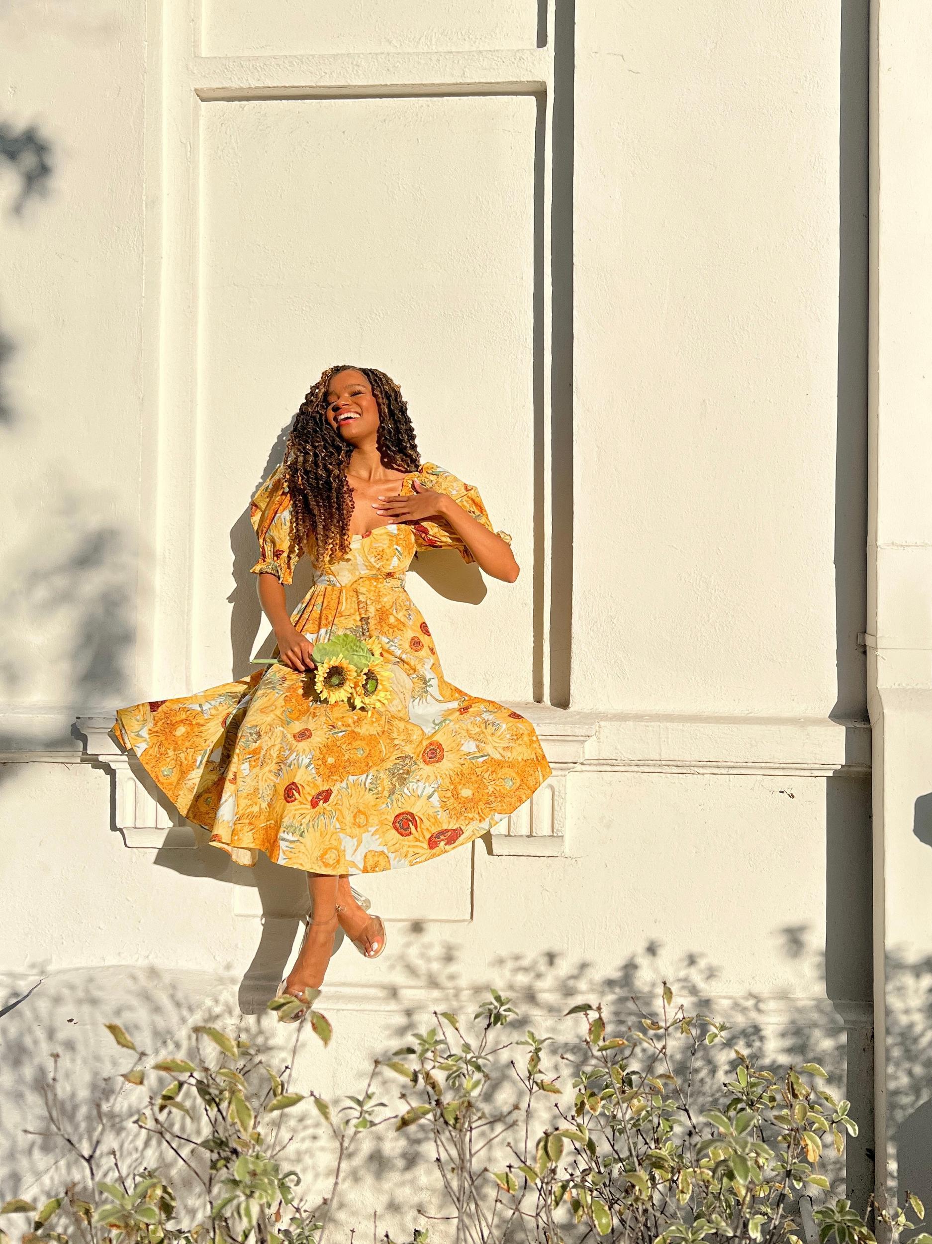 Sunflowers Tea Rose Dress Product Image