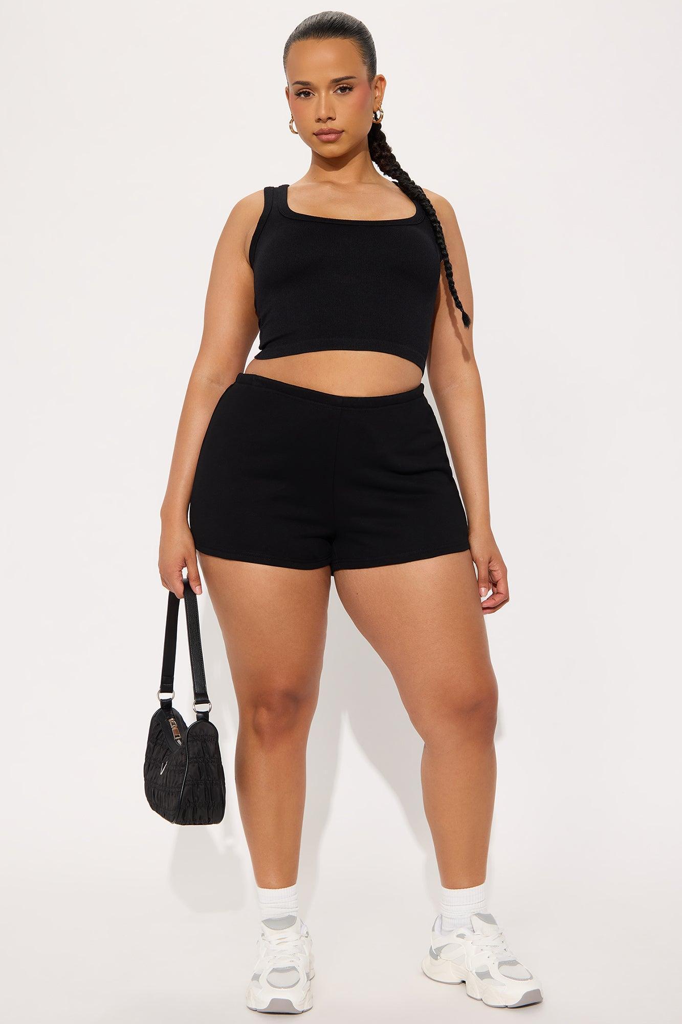 French Terry Drawstring Sweat Shorts - Black Product Image