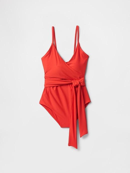 Tie-Knot Cutout Wrap One-Piece Swimsuit Product Image