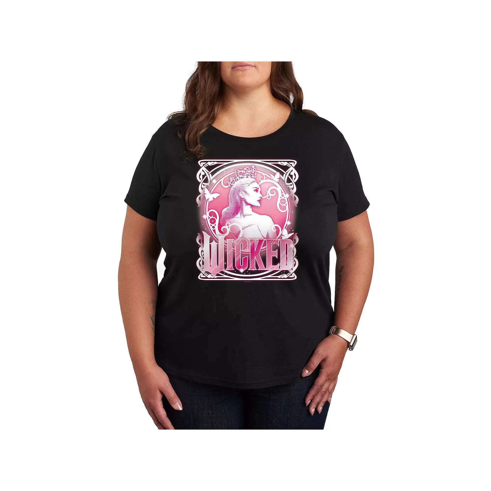 Plus Size Wicked Glinda Portrait Tee, Women's, Size: 1XL, Black Product Image