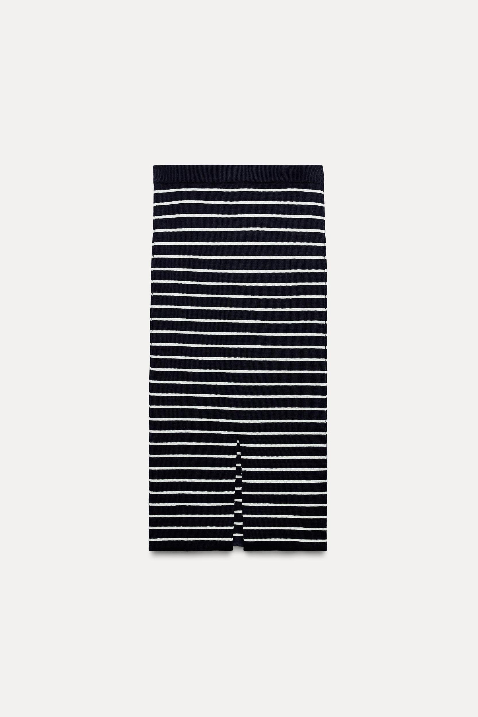 STRIPED KNIT PENCIL SKIRT Product Image