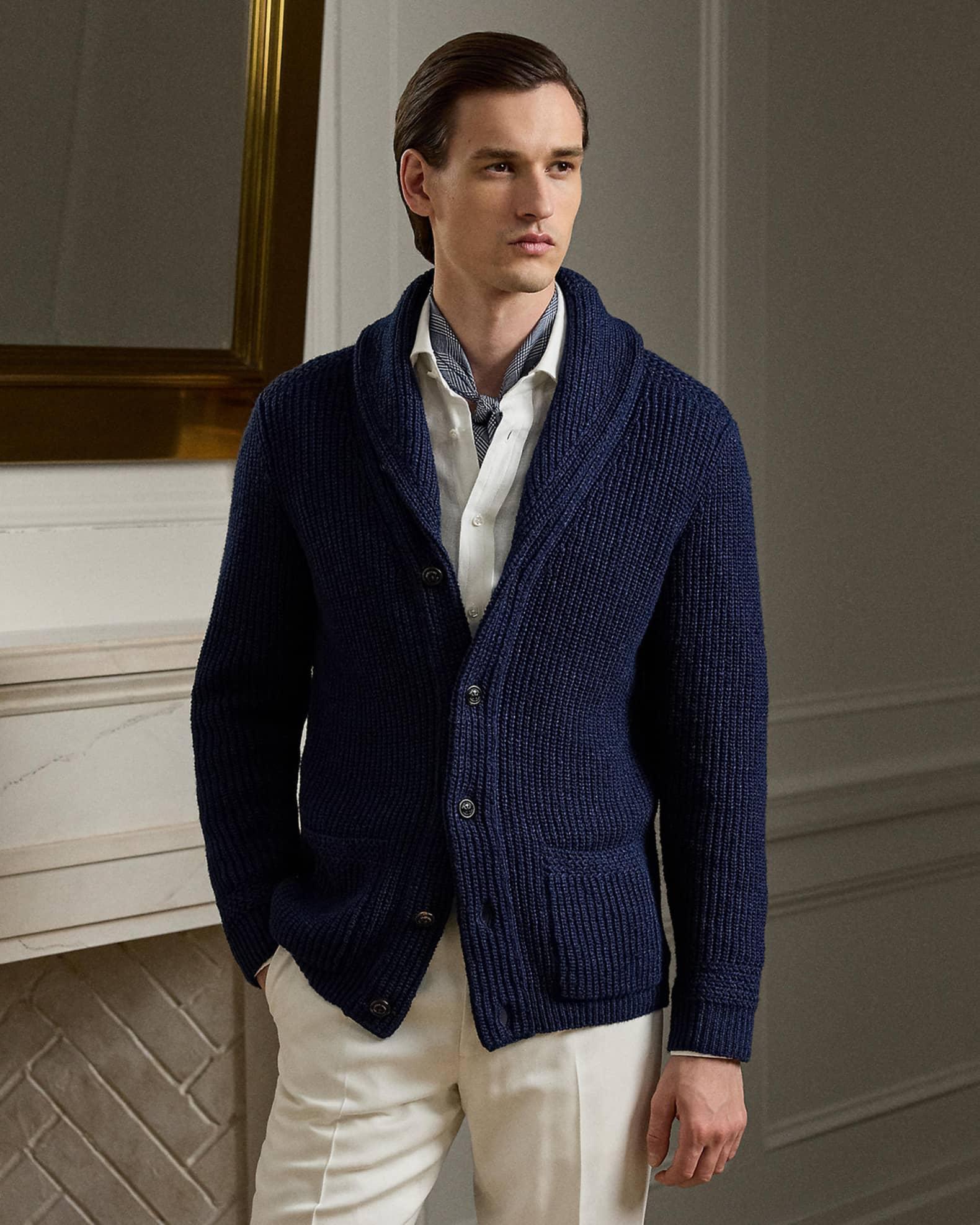 Men's NM X RL Shawl-Collar Textured Cardigan Product Image