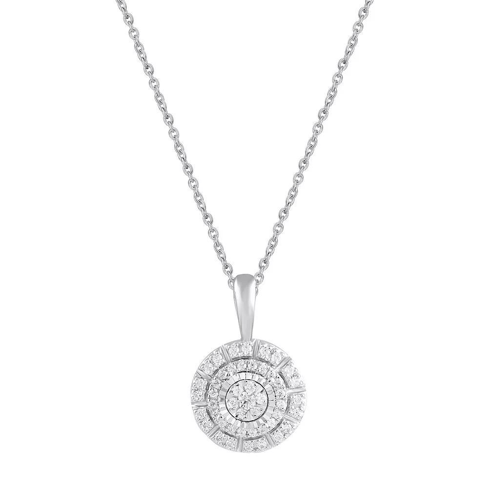 Royal Aura Sterling Silver 1/4 Carat T.W. Diamond Circle Pendant Necklace, Women's, Size: 18" Product Image