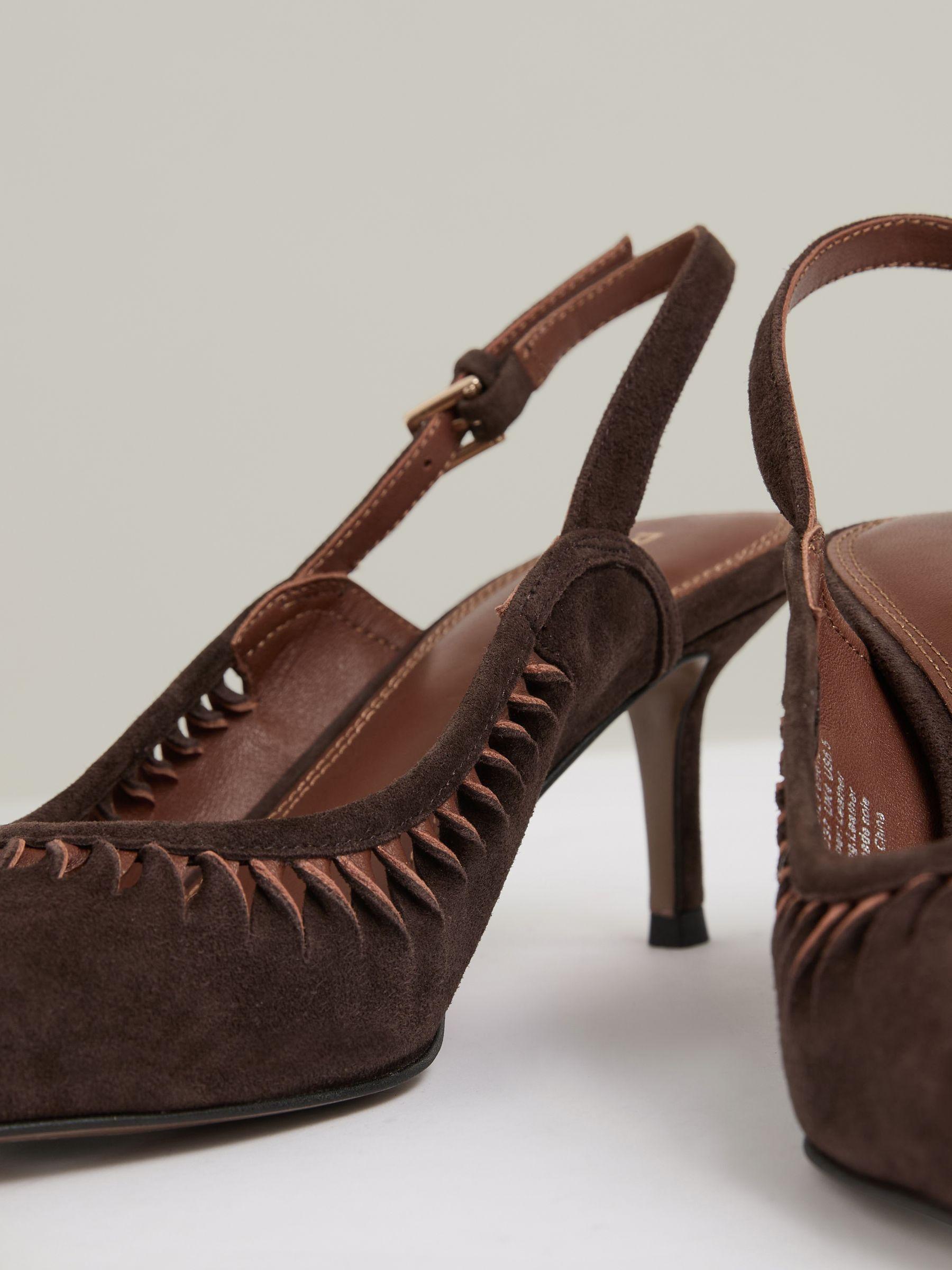 Suede Twist Detail Slingback Court Shoes in Chocolate Product Image
