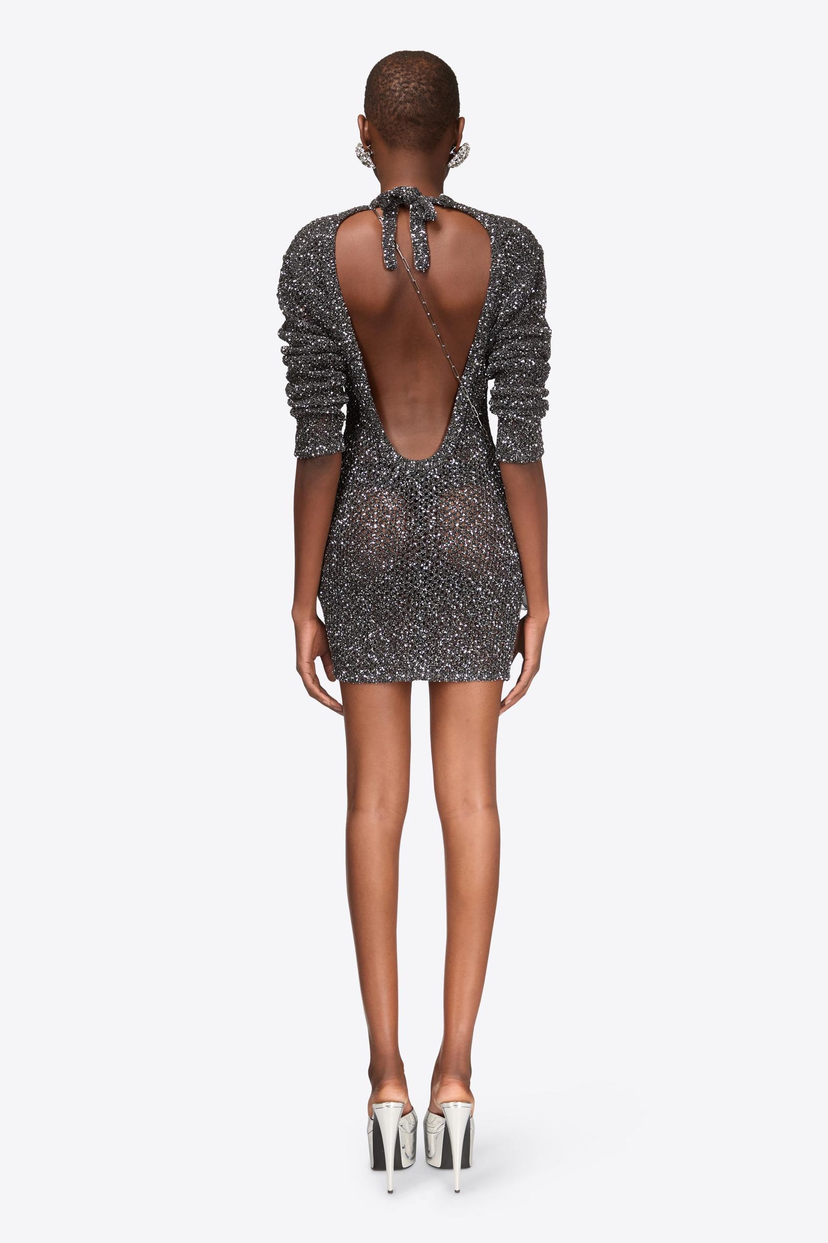 Sequin Crochet Long Sleeve Mini Dress Product Image