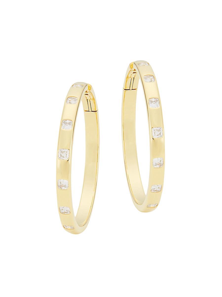 Womens Jolene 18K Gold-Plated & Cubic Zirconia Hoop Earrings Product Image