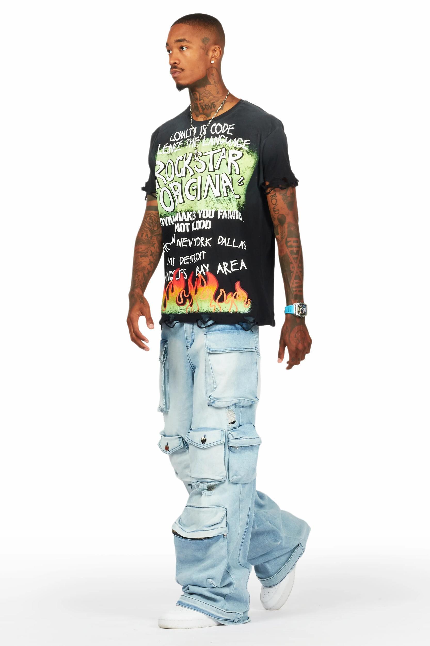 Mahesh Blue Baggy Cargo Jean Male Product Image