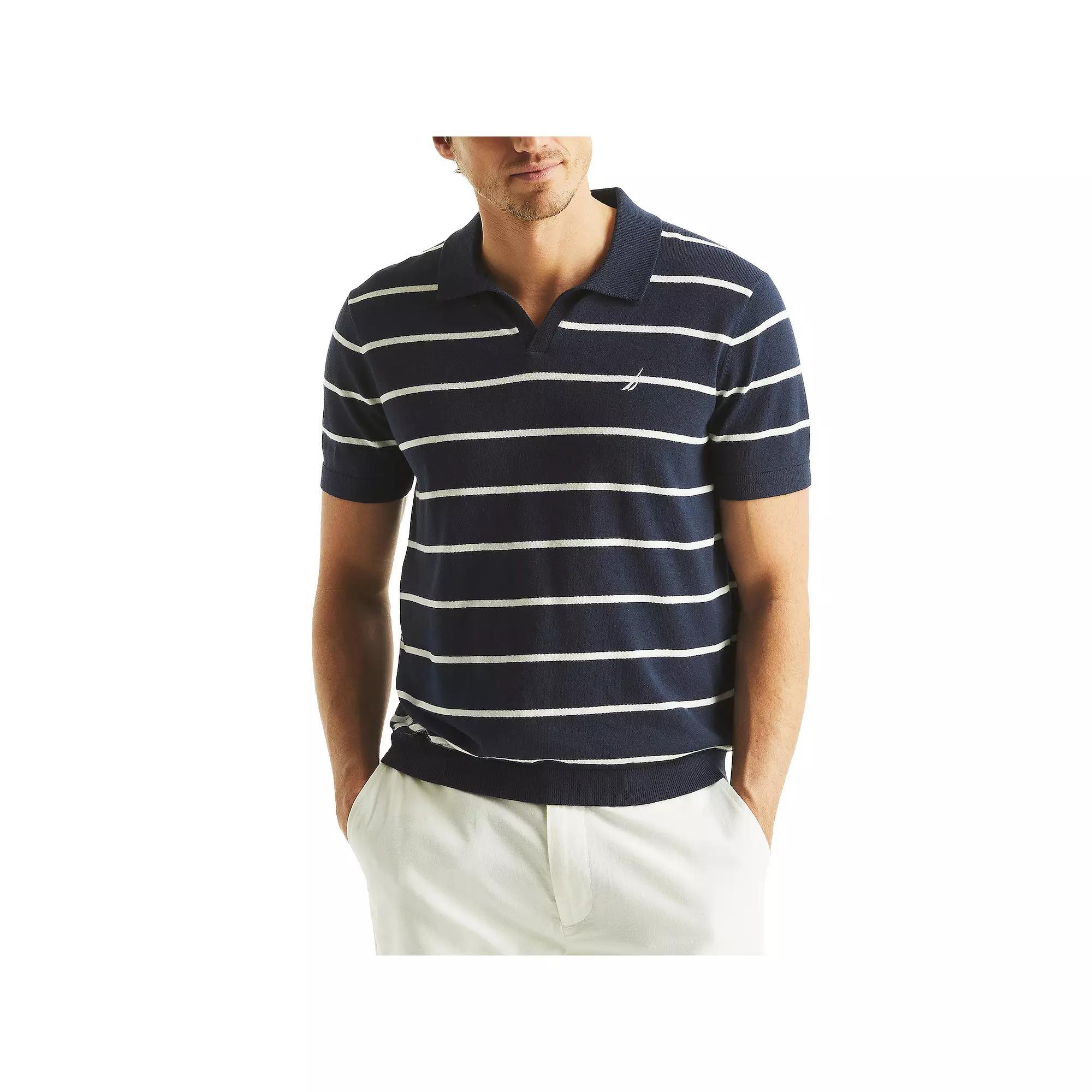 Men's Nautica Striped Sweater Polo, Size: Large, Blue Seas Product Image