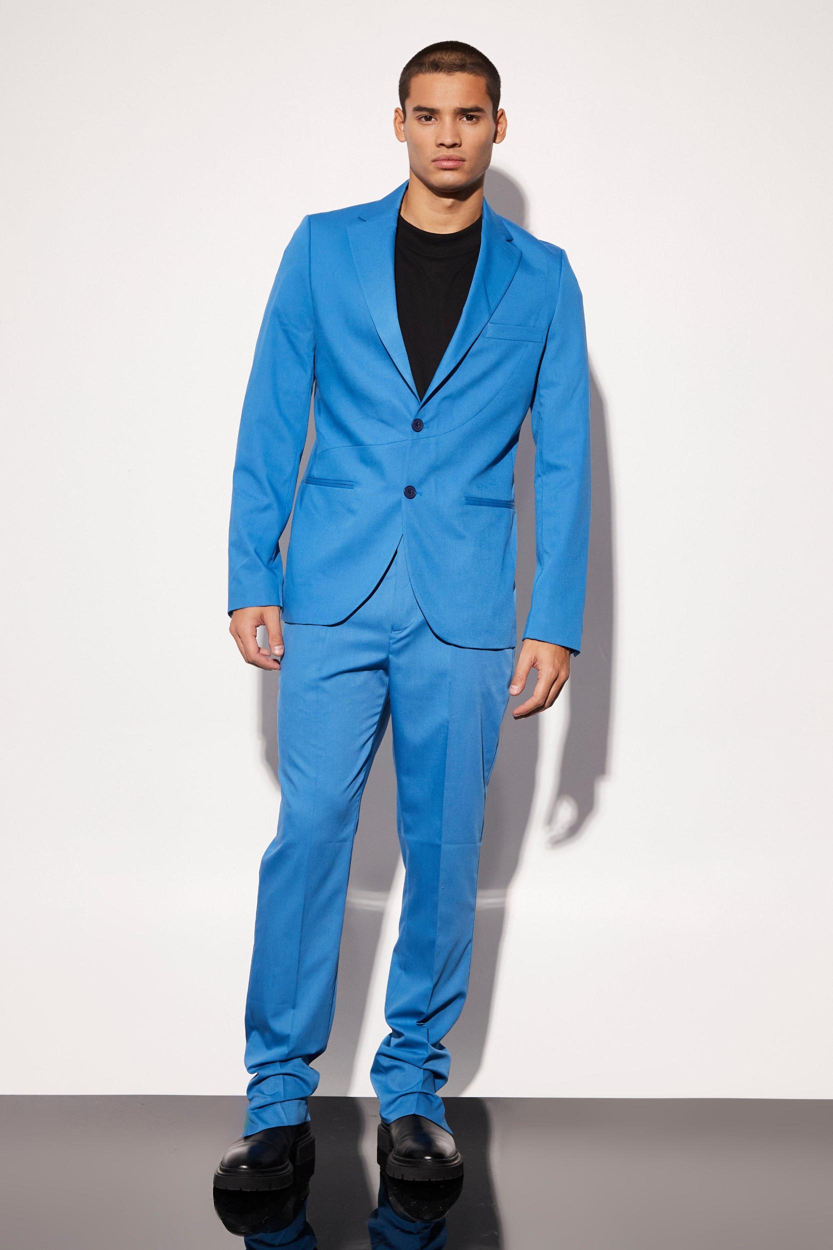 Slim Fit Curved Seam Detail Suit Jacket | boohooMAN USA Product Image