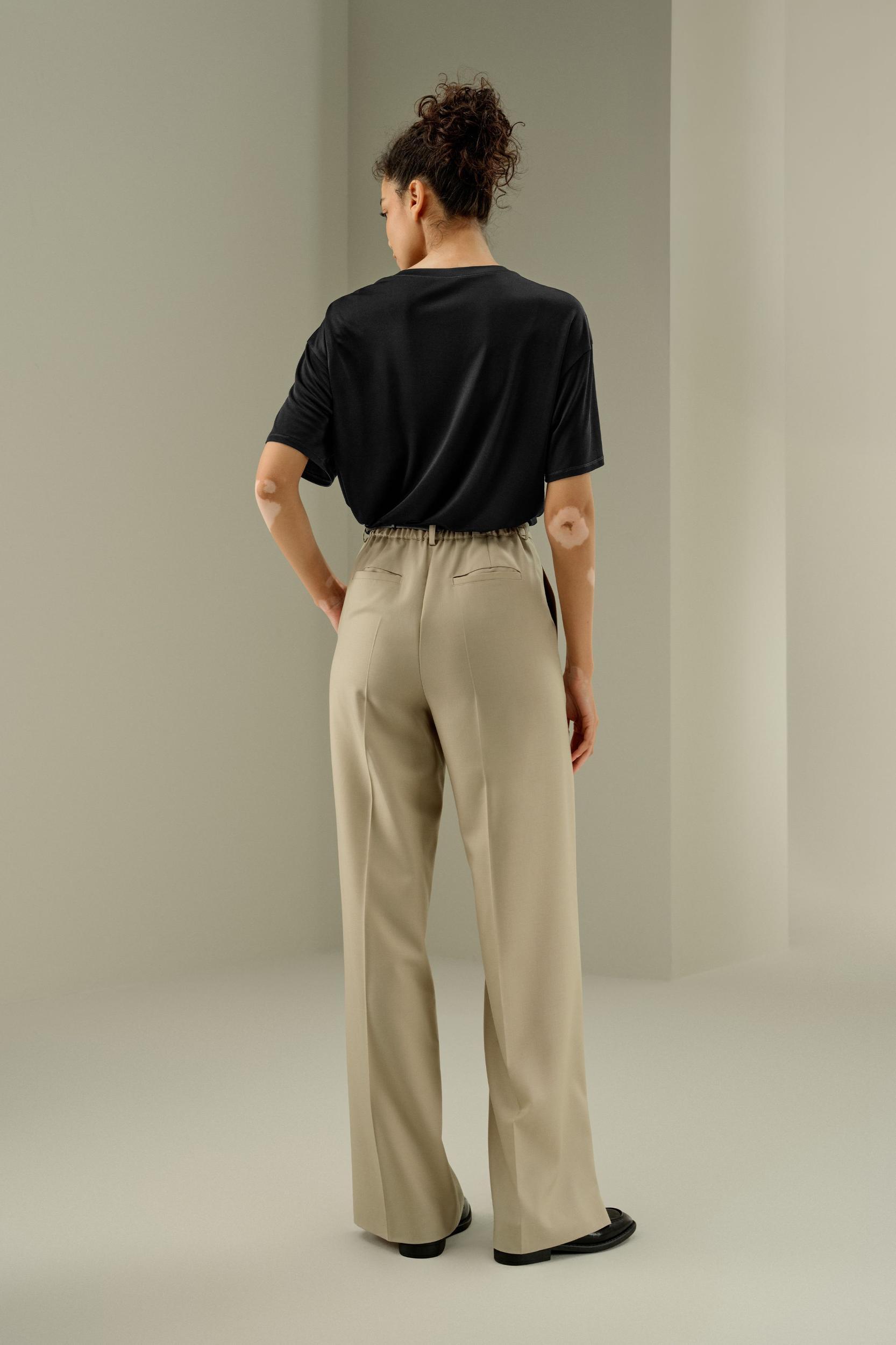 Wool Silk Blend Straight Pants Product Image