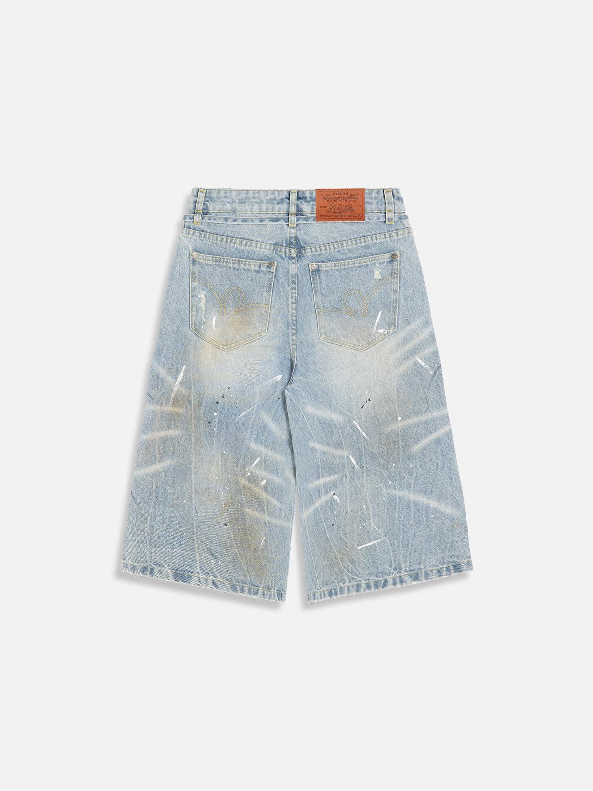 Aelfric Eden Splash Ink Distressed Longline Jorts Product Image