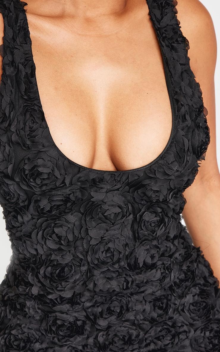 Shape Black 3d Rose Scoop Neck Mini Dress Product Image