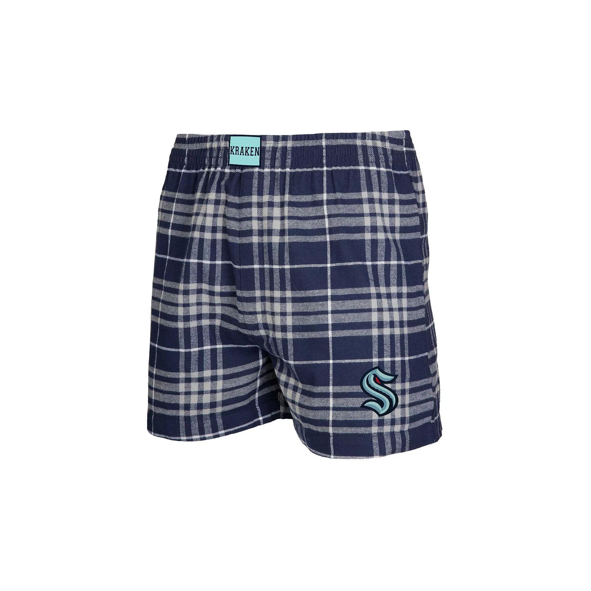 Men's Concepts Sport Navy/Gray Seattle Kraken Concord Flannel Boxers, Size: Medium, Krk Blue Product Image