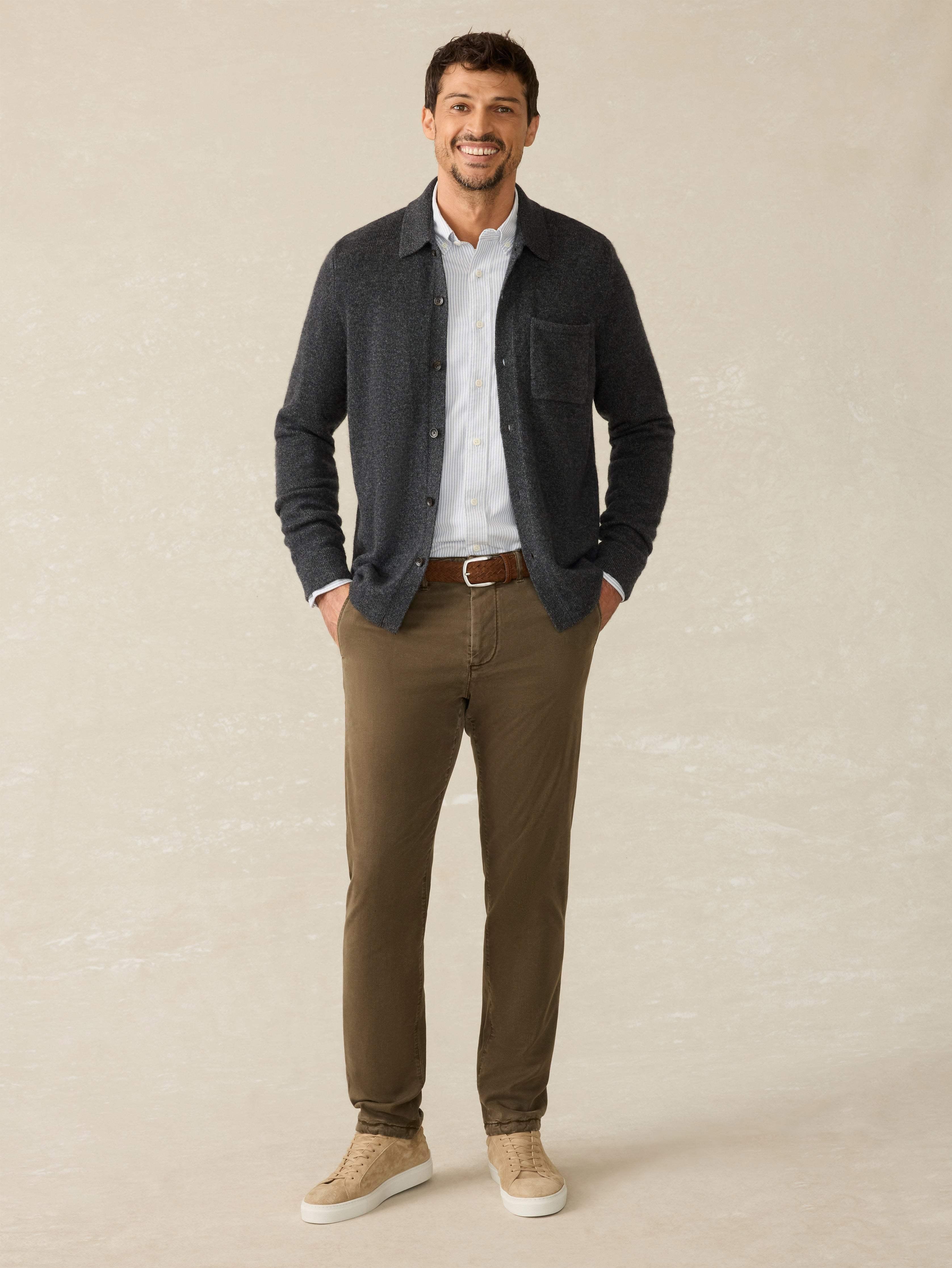 Wool Cashmere Sweater Overshirt - Charcoal Melange Male Product Image