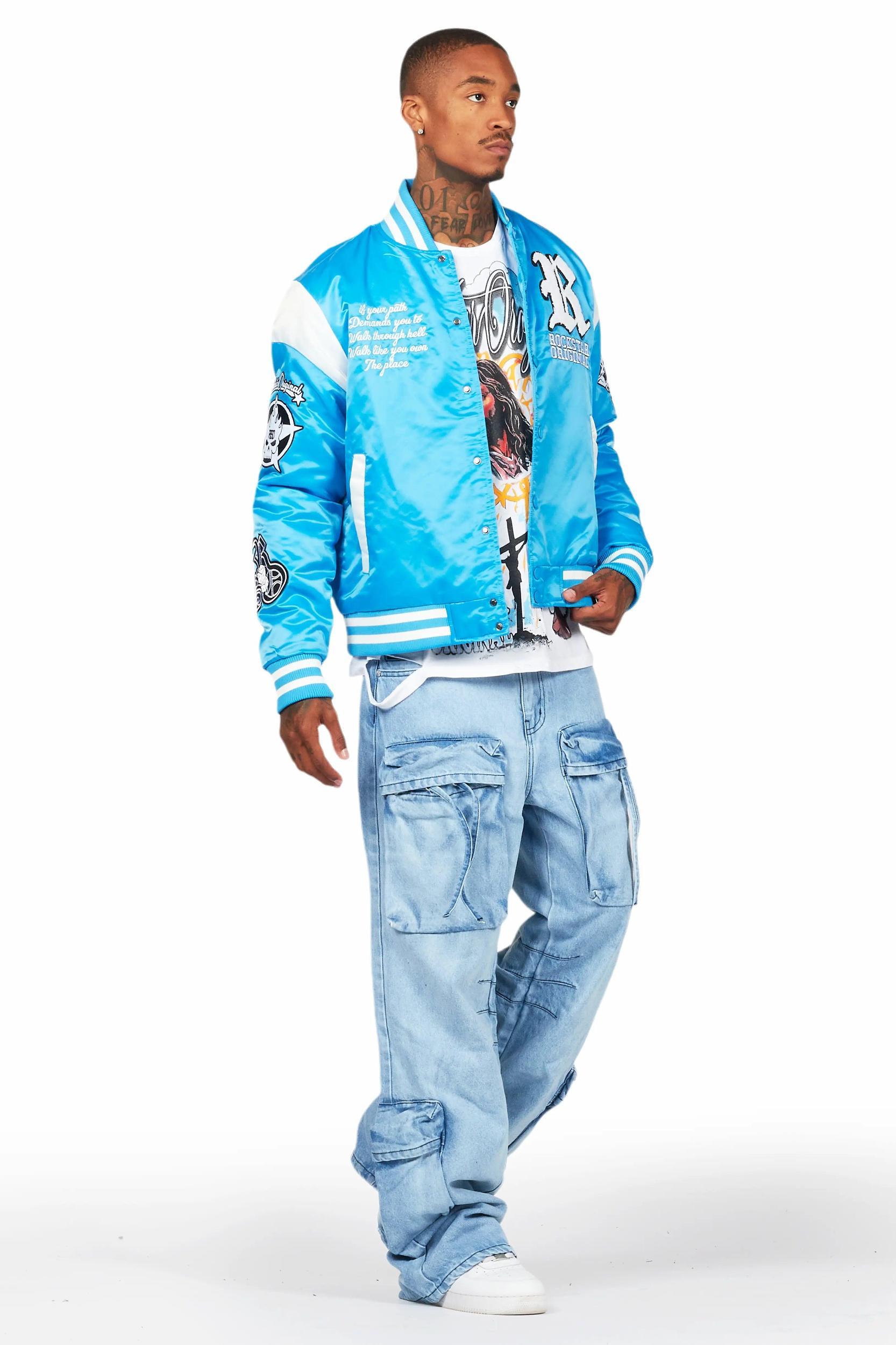 Cazer Blue Baggy Fit Cargo Jean Male Product Image