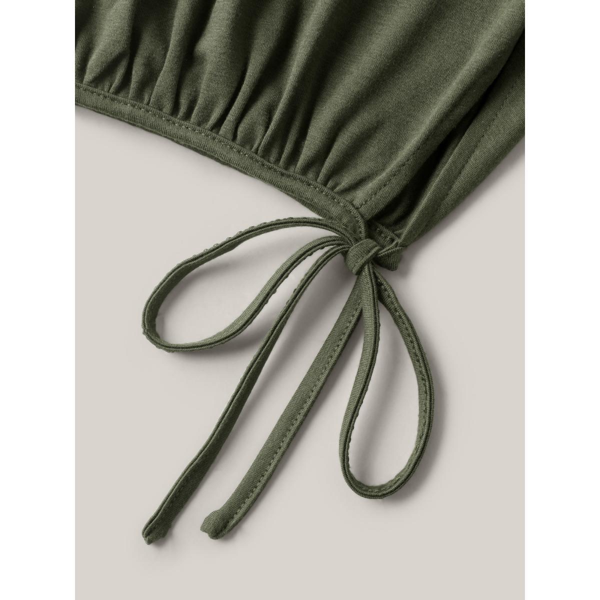 Plus Size Keyhole Hem Ties Jogger Pants Women ArmyGreen Casual Mid Rise Everyday-Casual Pants BloomChic 22-24/3X Product Image
