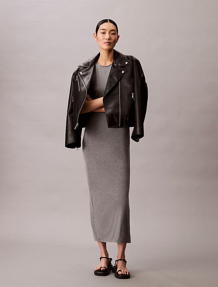 Solid Stretch Slim Midi Dress Product Image