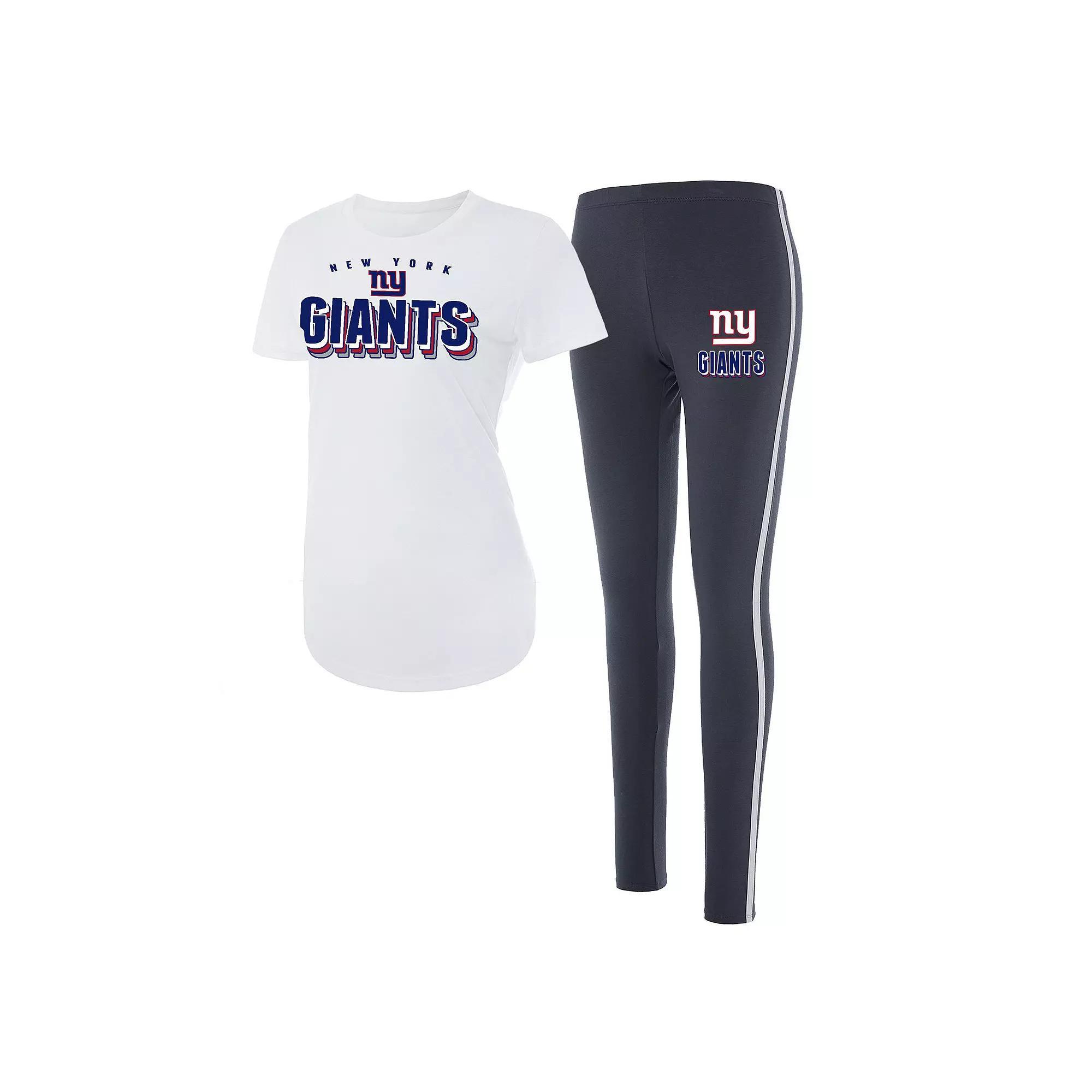 Women's Concepts Sport Charcoal New York Giants Sonata T-Shirt & Leggings Set, Size: Large, White Product Image