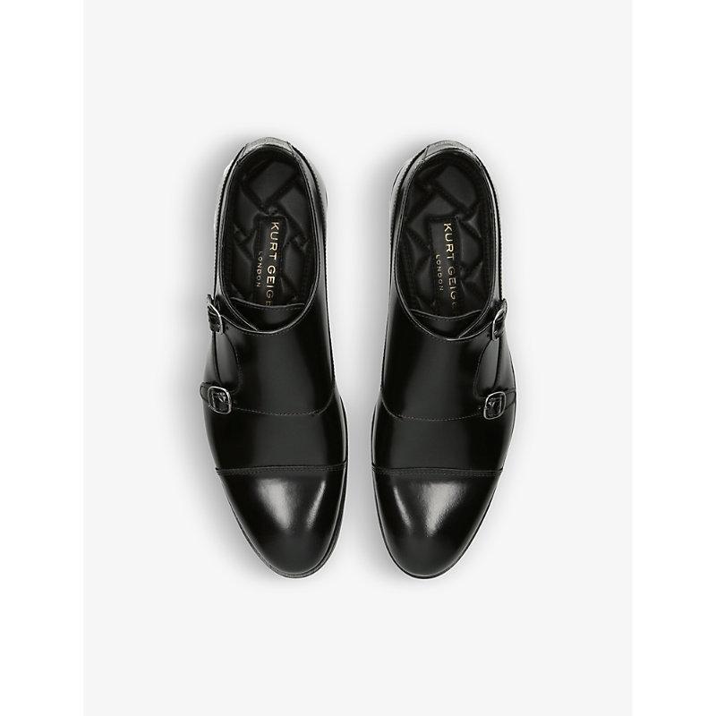 KURT GEIGER London Mens Black Hunter Monk-strap Buckled Leather Shoes Product Image