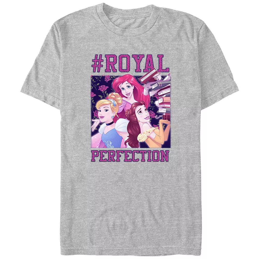 Disney's Cinderella, Ariel & Belle Princess #Royal Perfection Juniors' Boyfriend Graphic Tee, Women's, Size: Large, Athletic Grey Product Image