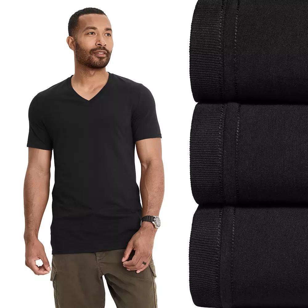 Men's Jockey 3-Pack Cotton Stretch V-Neck Undershirt, Size: Large, Black Product Image