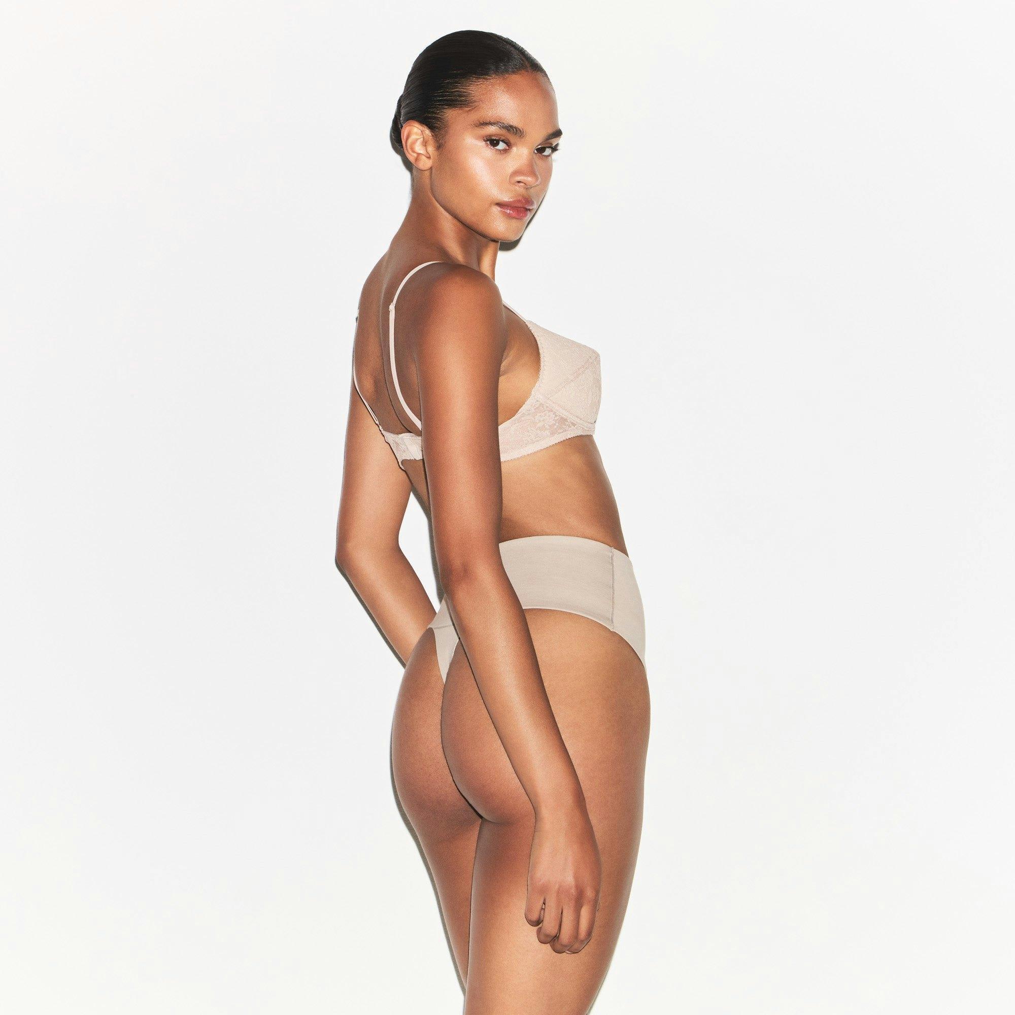 COTTON SHAPEWEAR HIGH-WAISTED THONG | LINEN Product Image