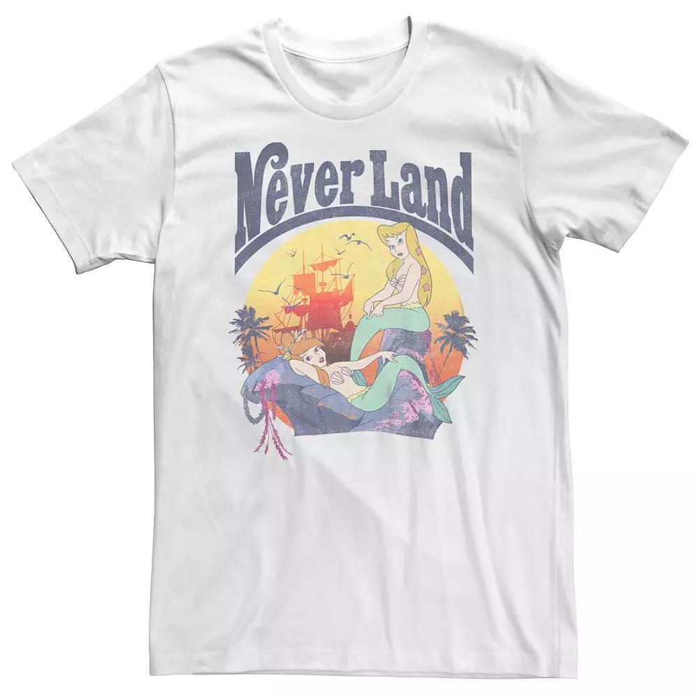 Big & Tall Disney's Peter Pan Never Land Mermaids Tee, Men's, Size: 3XL Tall, White Product Image