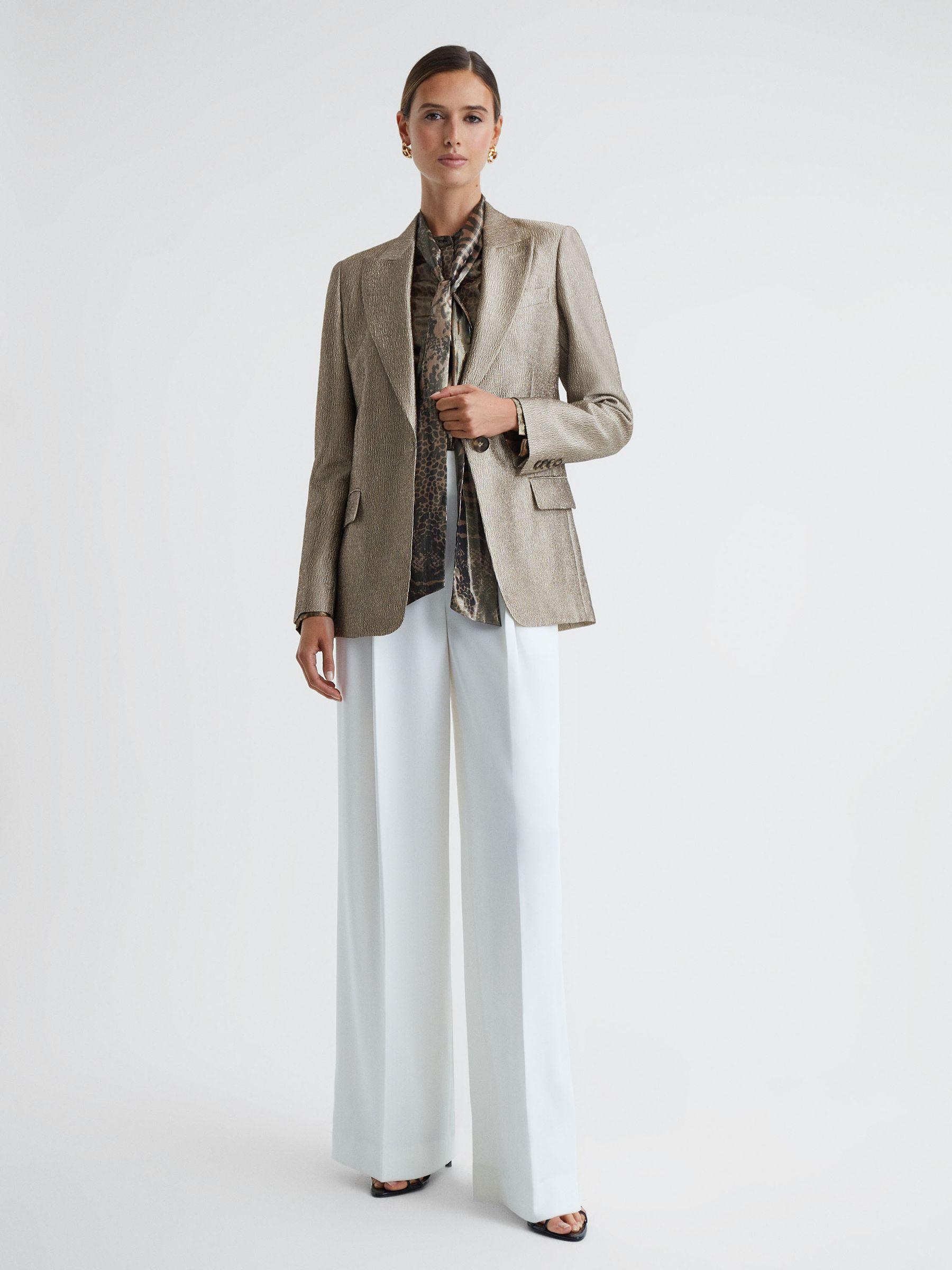 Metallic Single Breasted Blazer in Gold Product Image