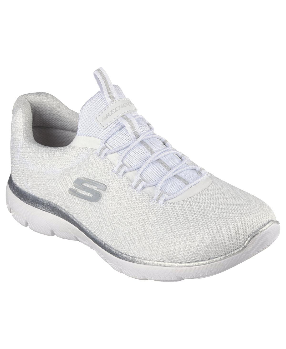 Skechers® Summits Women's Sneakers, Size: 5, White Silver Mesh Product Image