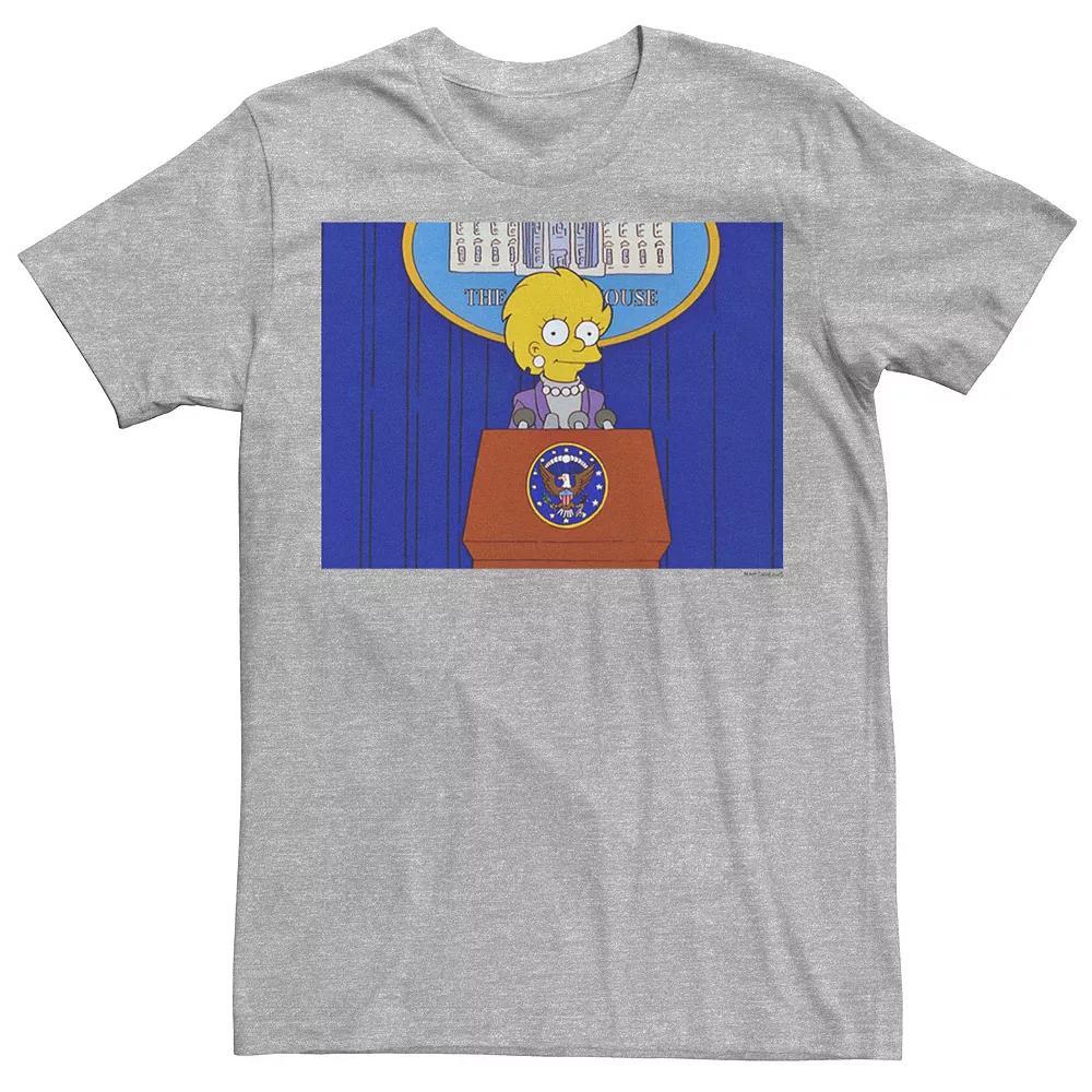 Men's The Simpsons Lisa Simpson President Tee, Size: XL, Athletic Grey Product Image