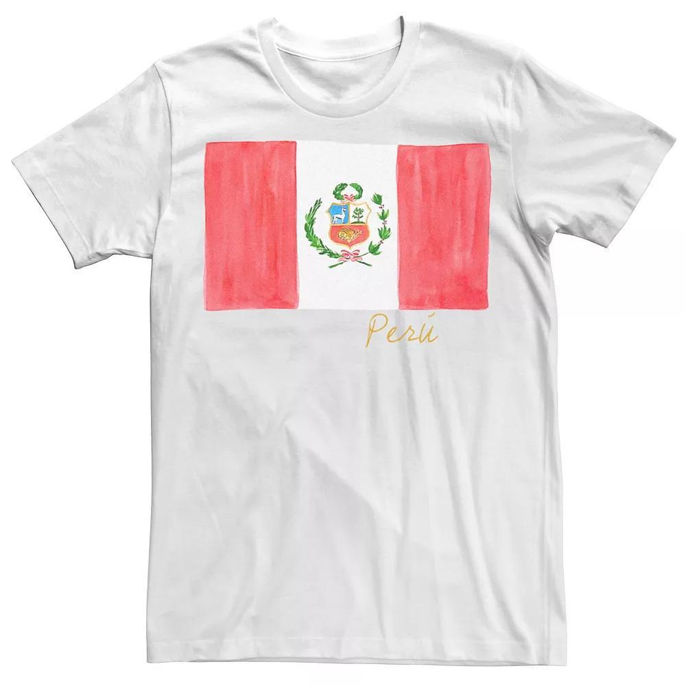 Men's HHM Peru Flag Watercolor Tee, Size: XL, White Product Image
