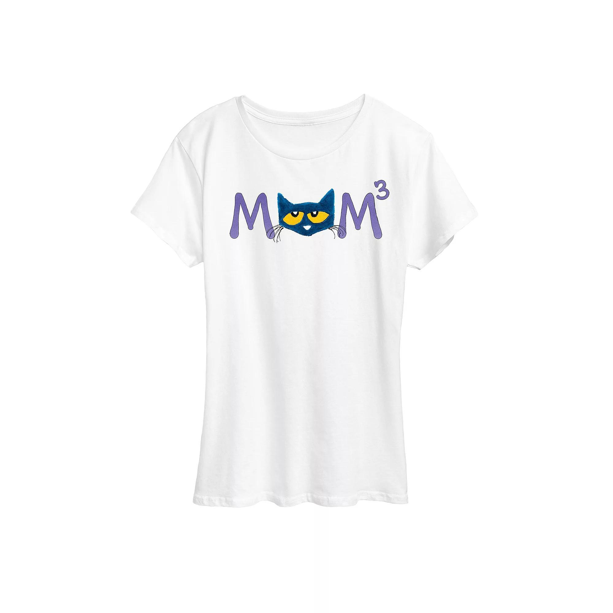 Womens Pete the Cat Face Mom Cubed Graphic Tee Product Image