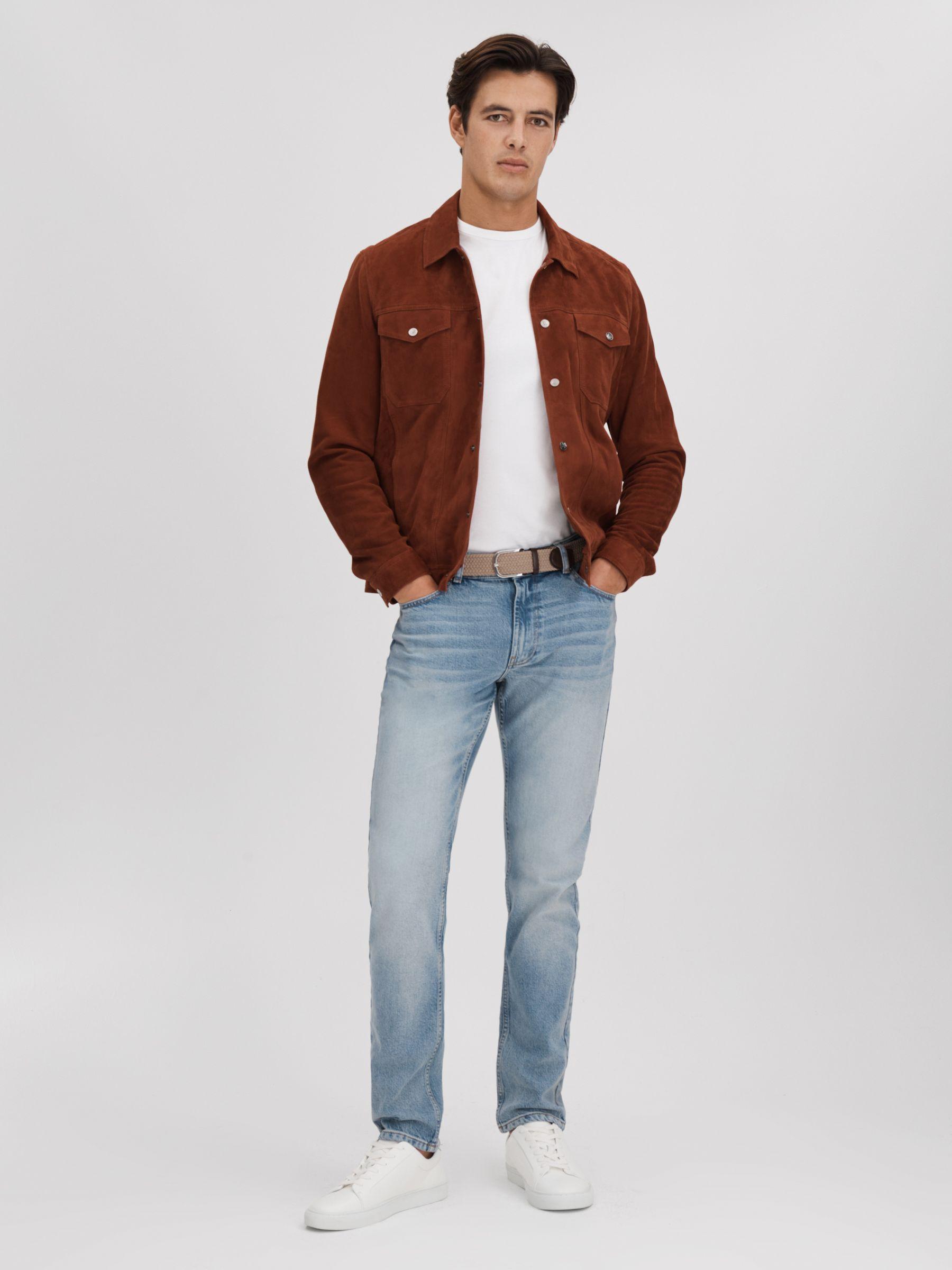 Slim Fit Washed Jeans in Light Blue Product Image