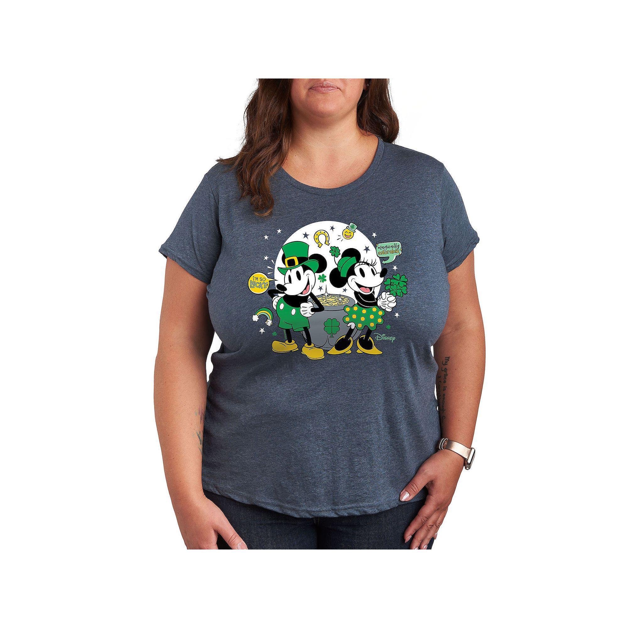 Disney's Minnie Mouse Plus Size Grid Graphic Tee, Women's, Size: 2XL, Grey Blue Product Image