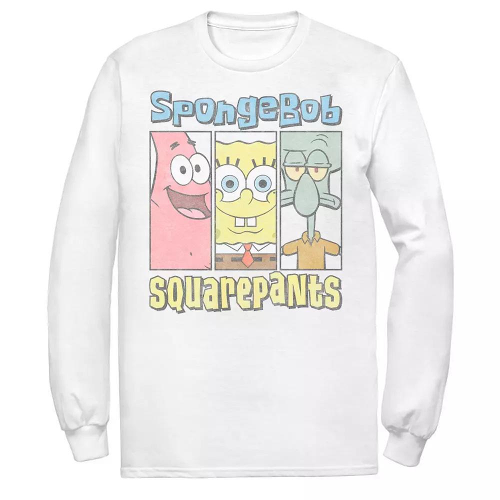 Men's SpongeBob SquarePants Trio Panels Tee, Size: Large, White Product Image