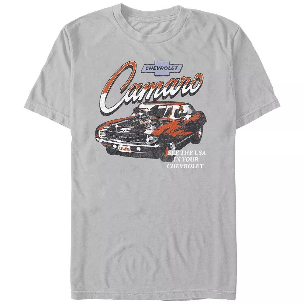 Men's Chevrolet Camaro See The USA In Your Chevrolet Graphic Tee, Size: XS, Silver Product Image