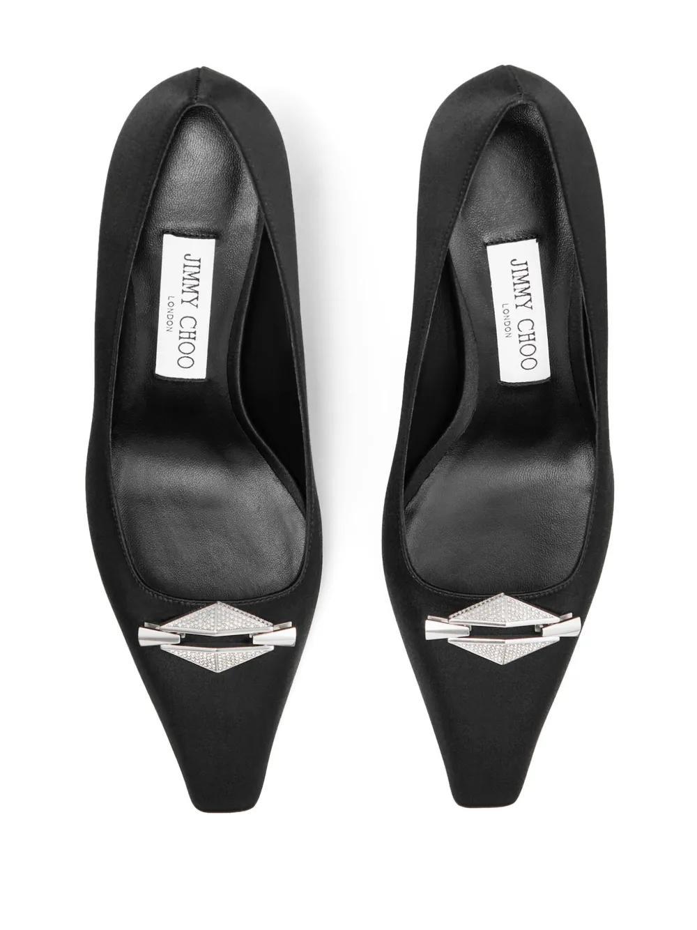 JIMMY CHOO Ryker 90 Embellished Satin Pumps In Black Product Image