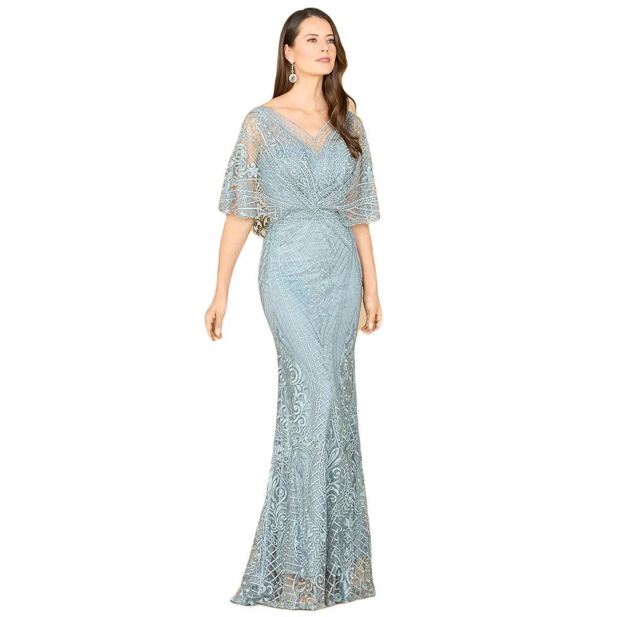 Womens Cape Sleeve Mermaid Gown Product Image