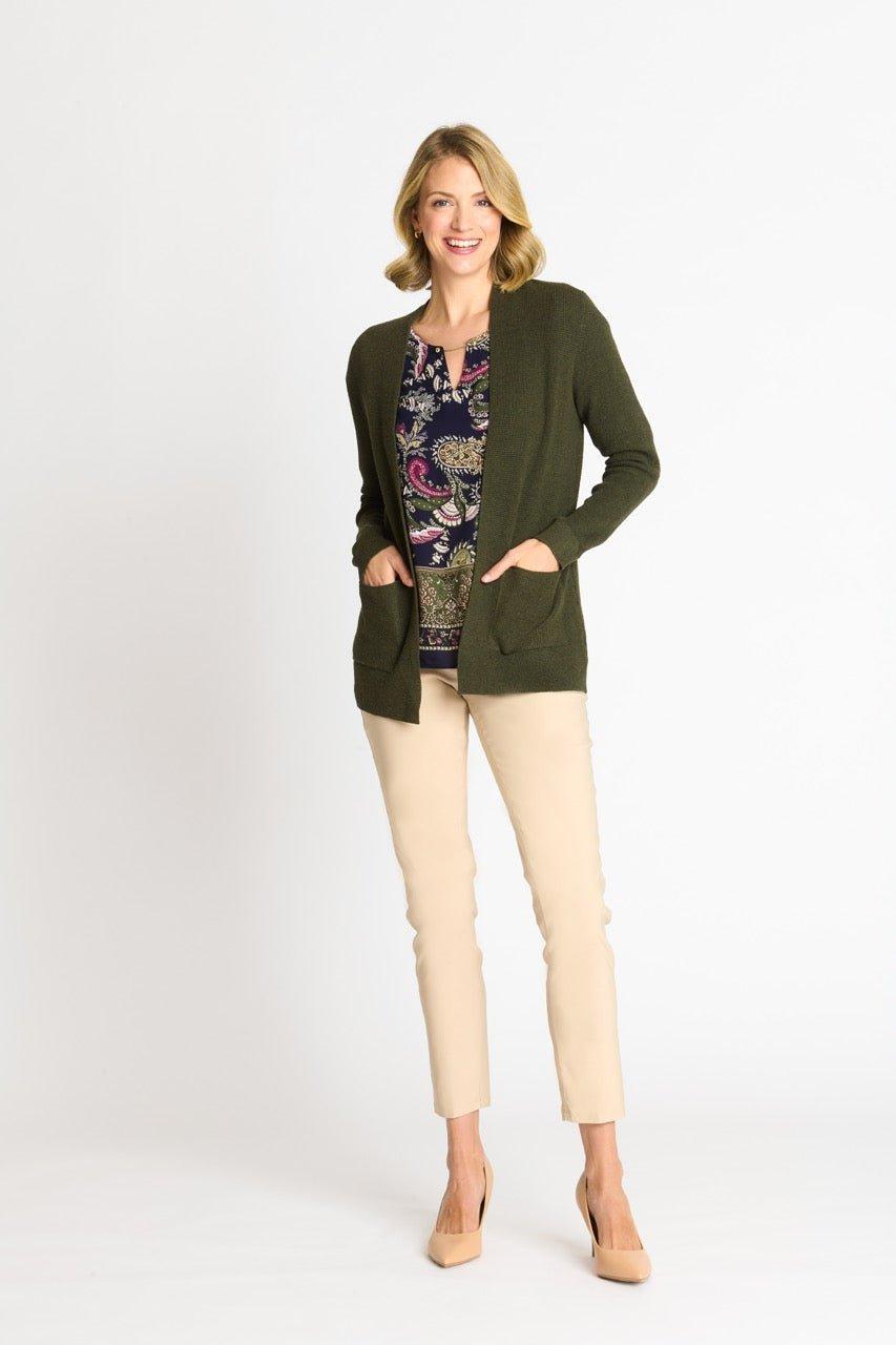Waffle Stitch Cardigan Sweater with Pocket, Fatigue Heather Product Image