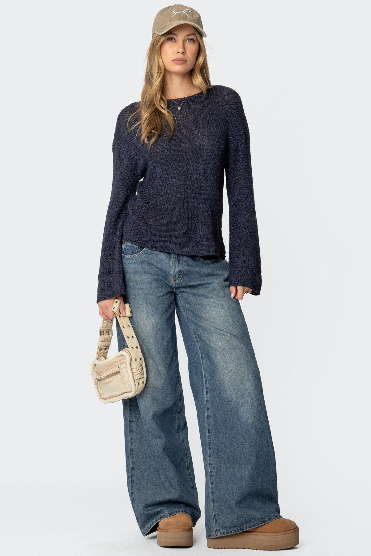 Drop Shoulder Light Knit Sweater Product Image