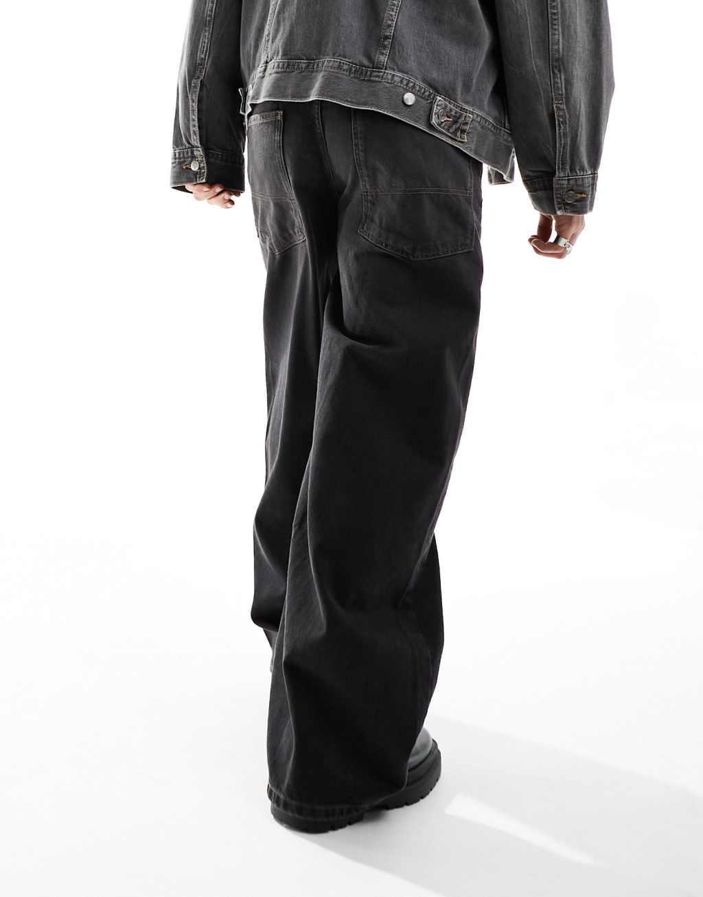 COLLUSION X003 wide leg jeans in washed black Product Image