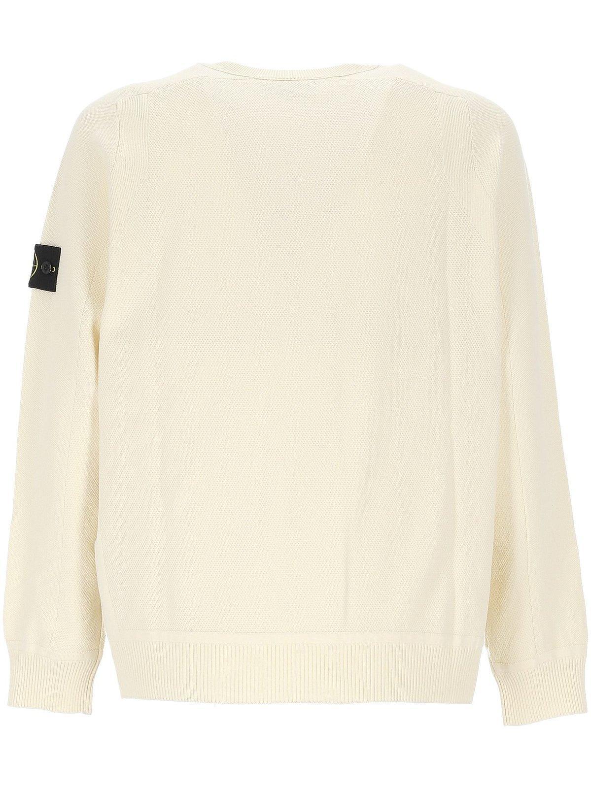 STONE ISLAND Crew-neck Sweater In Cotton In Beige Product Image