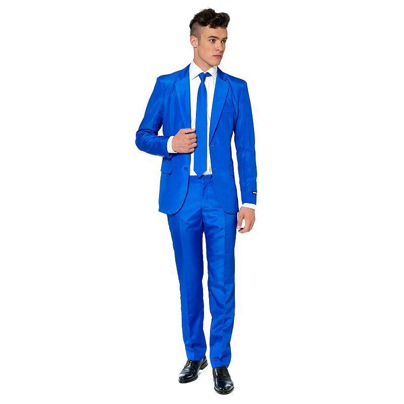 Men's Suitmeister Slim-Fit Solid Suit & Tie Set, Size: XL, Blue Product Image