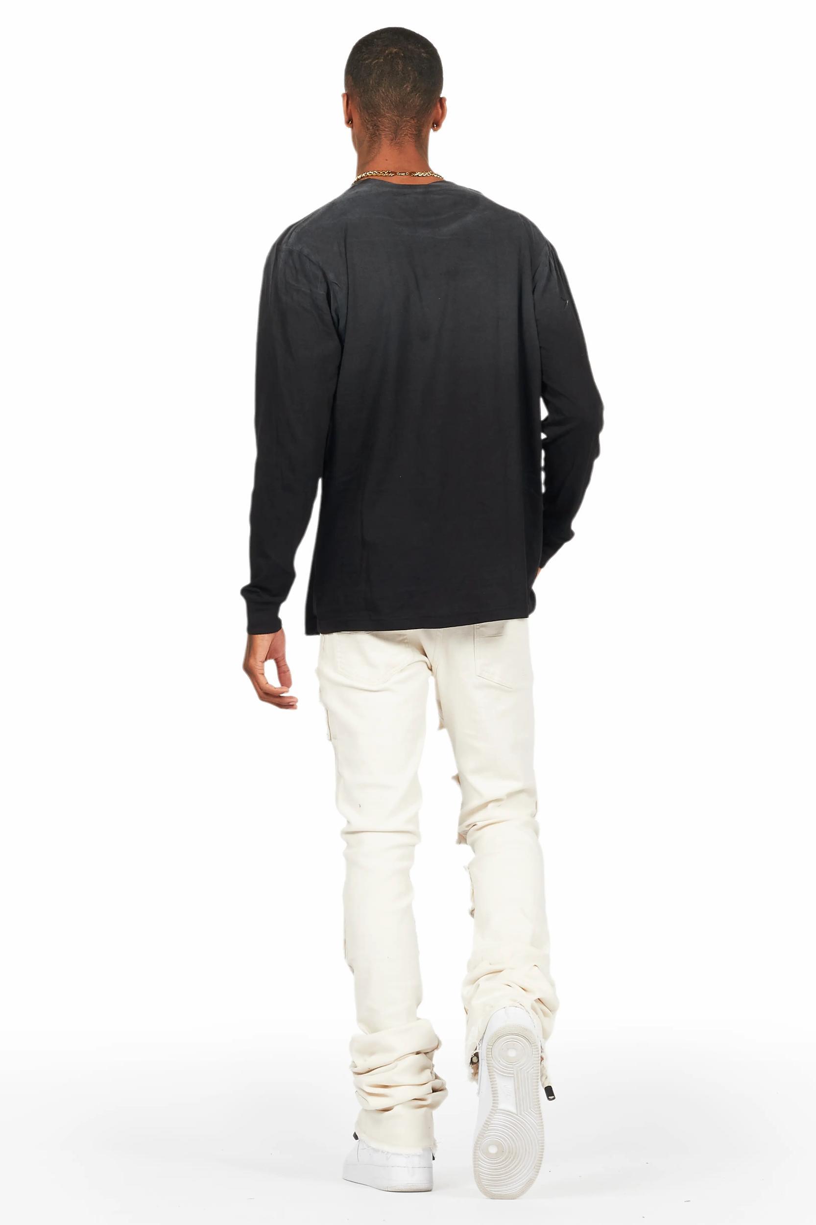 Dancho Beige Patchwork Super Stacked Flare Jean Male Product Image