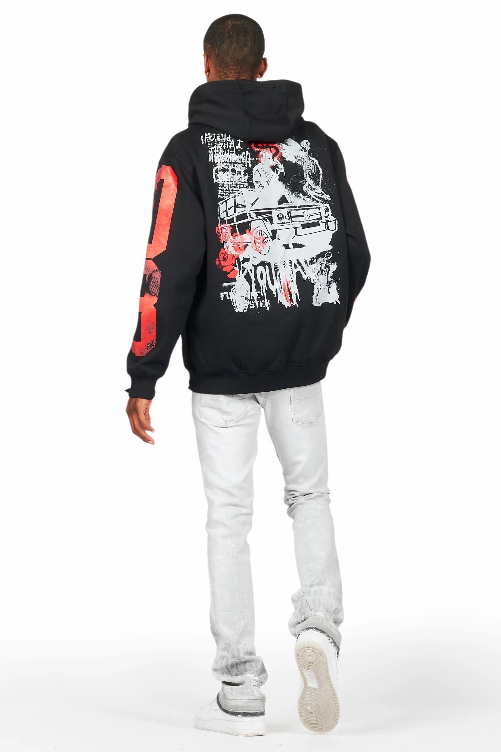 Grill Black Graphic Hoodie Male Product Image