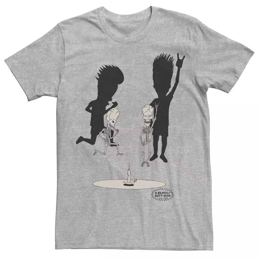 Men's Beavis and Butthead Skeletons Rocking Out Portrait Tee, Size: XXL, Red Grey Product Image
