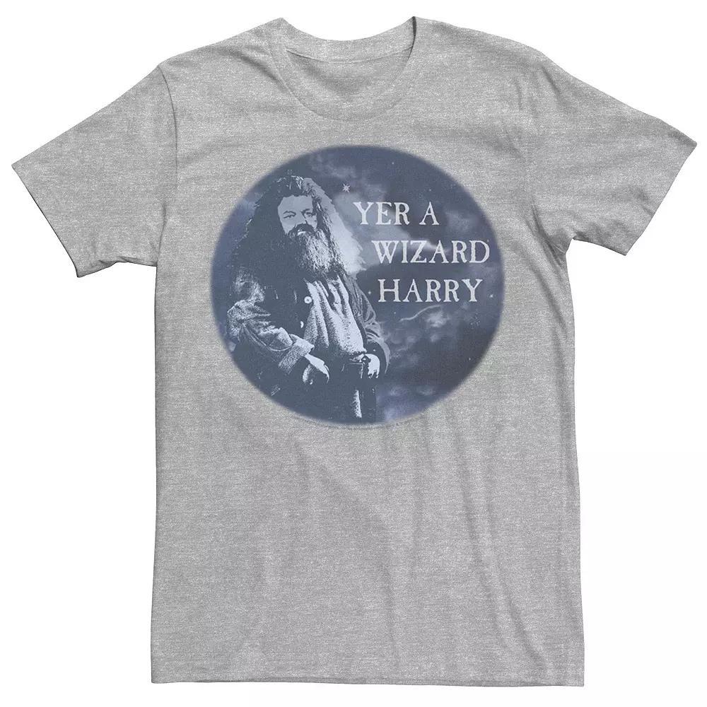 Men's Harry Potter Hagrid Yer A Wizard Harry Portrait Graphic Tee, Size: XL, Silver Product Image