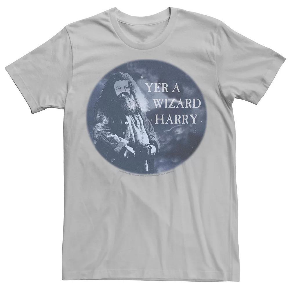 Men's Harry Potter Hagrid Yer A Wizard Harry Portrait Graphic Tee, Size: XL, Silver Product Image
